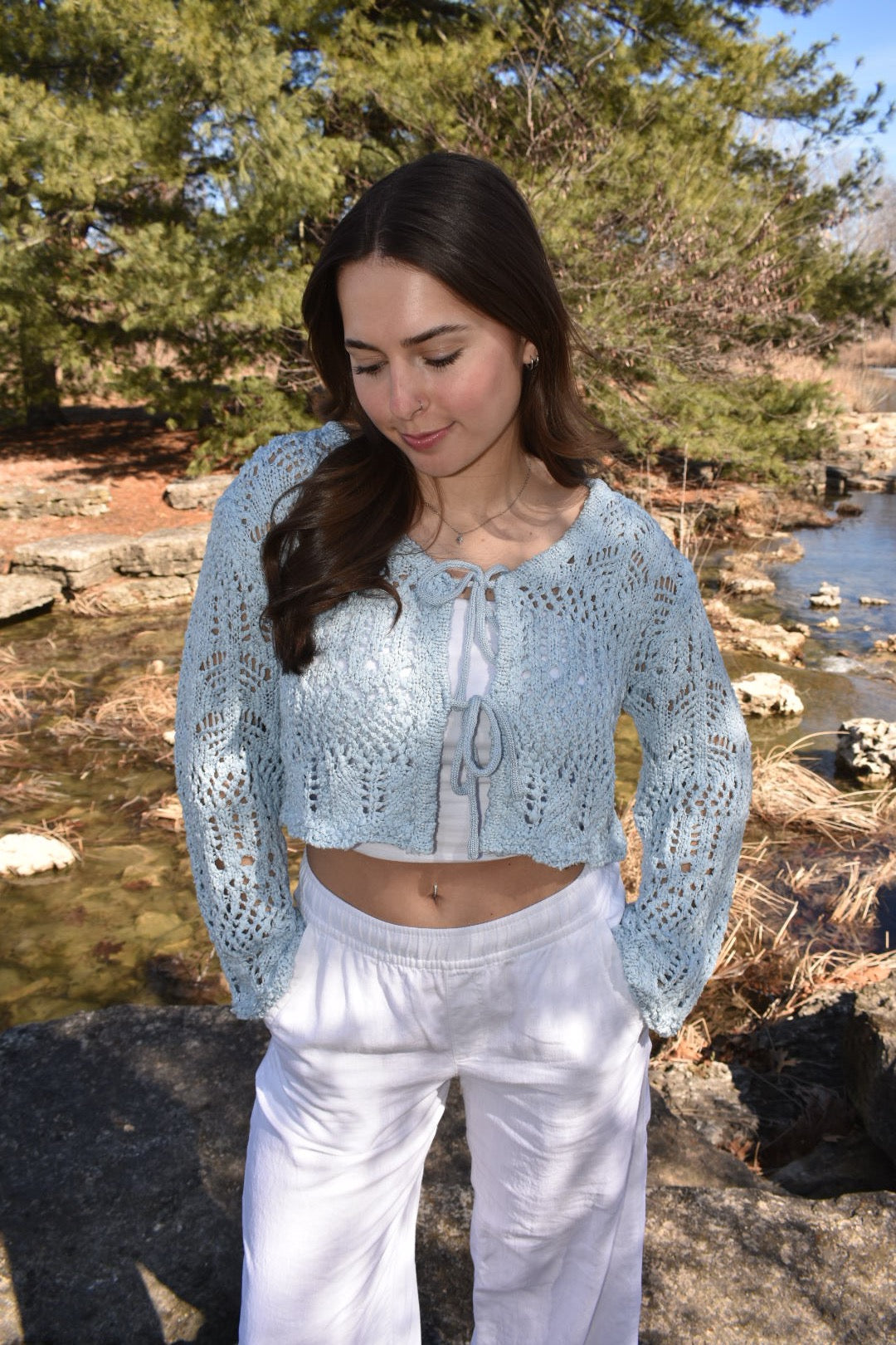 Sky Blossom Crochet Cardigan