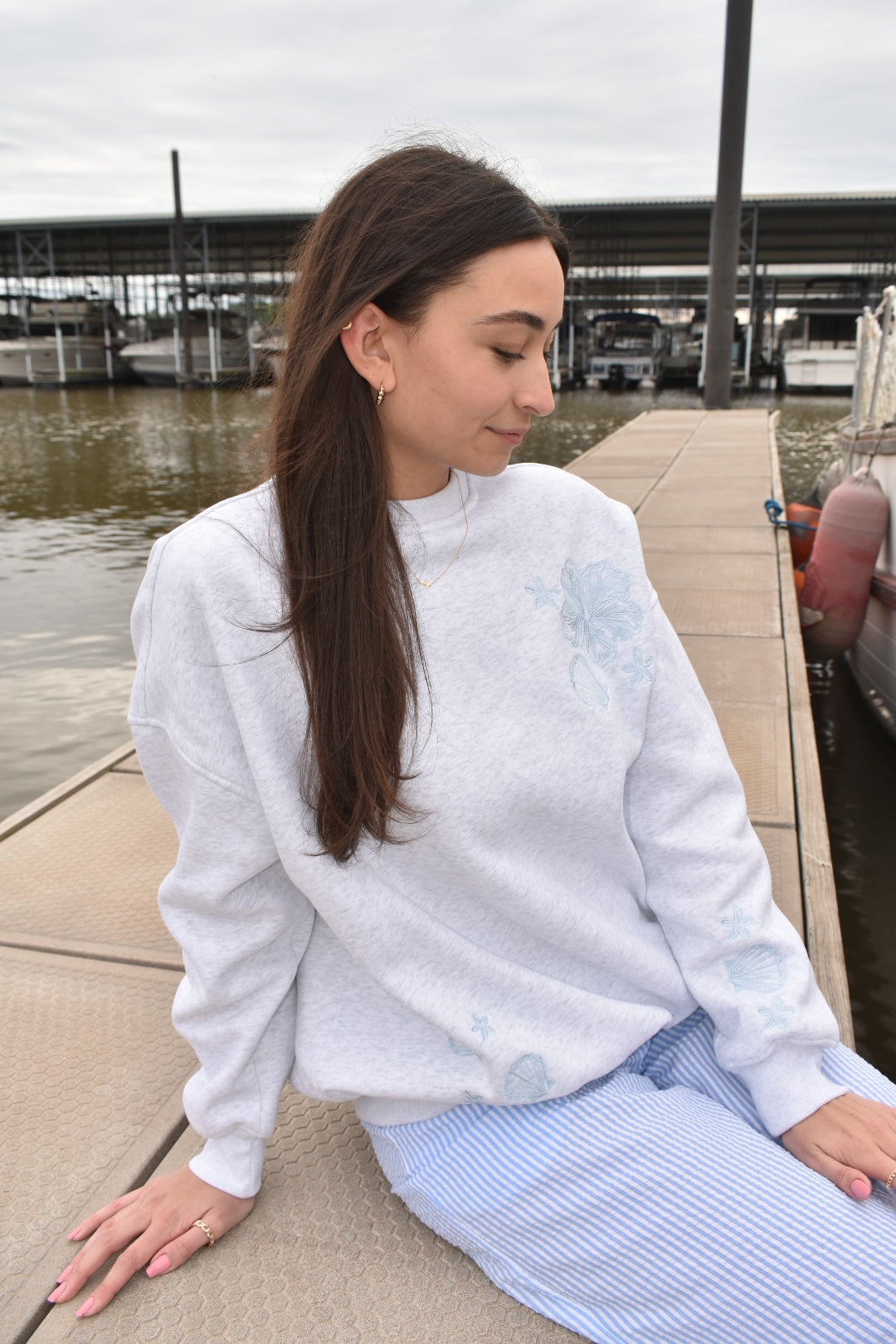 Shoreline Embroidered Crewneck