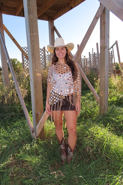 Desert Fringe Sequin Poncho