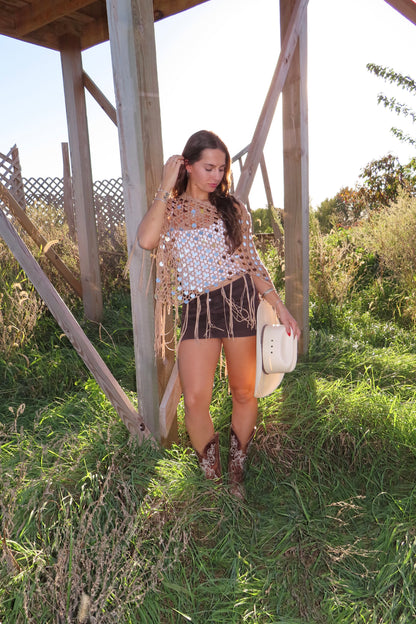 Desert Fringe Sequin Poncho
