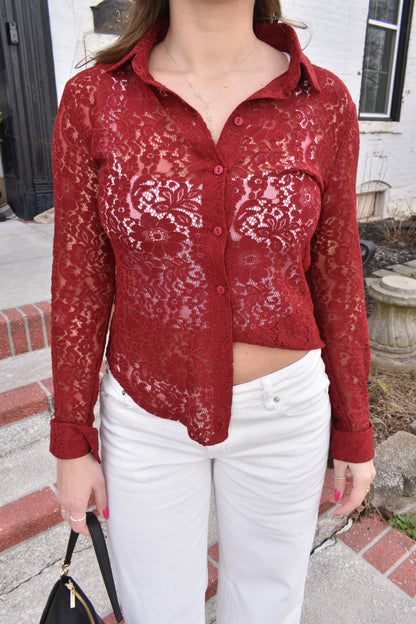 Cupid Kiss Lace Button Up