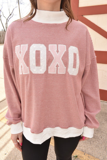 XOXO Embroidered Mockneck