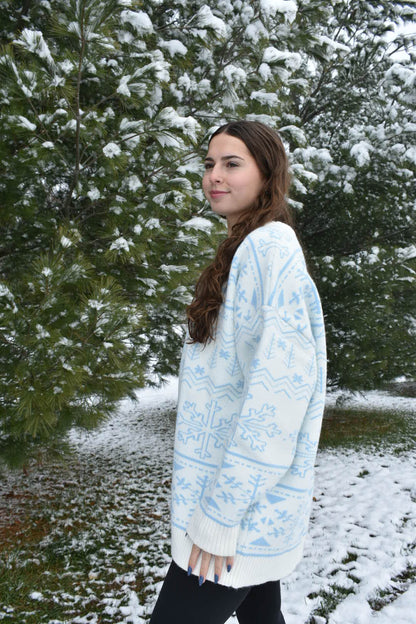 Frosted Winter Blue Oversized Sweater