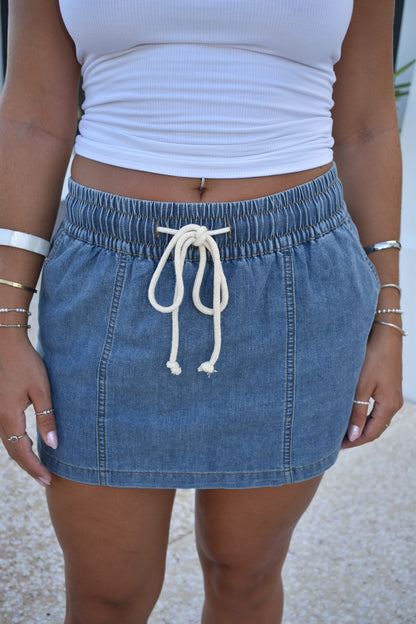 Alys Drawstring Denim Skort