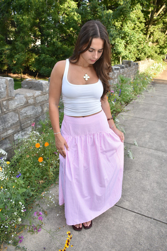 Magnolia Pinstripe Maxi Skirt