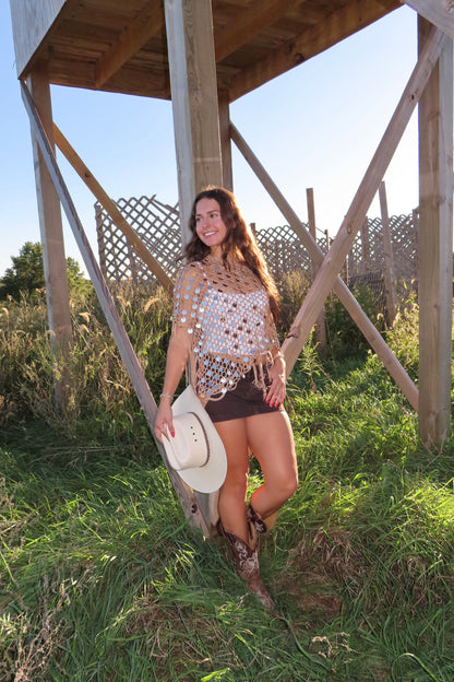 Desert Fringe Sequin Poncho