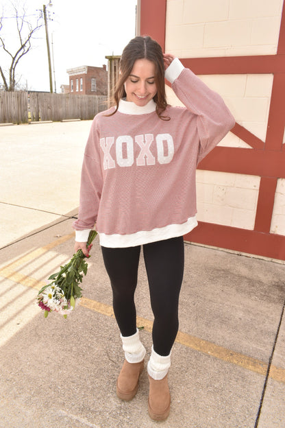 XOXO Embroidered Mockneck