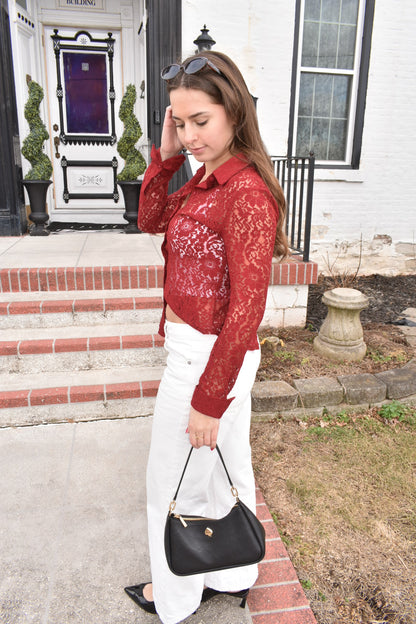 Cupid Kiss Lace Button Up