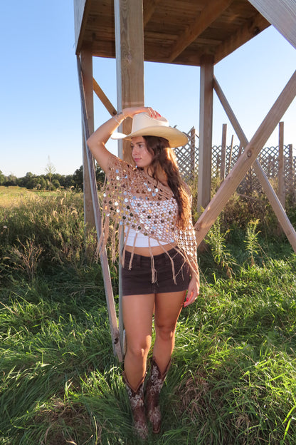 Desert Fringe Sequin Poncho