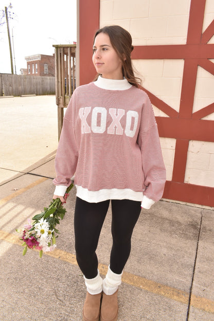 XOXO Embroidered Mockneck