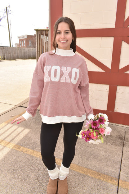 XOXO Embroidered Mockneck