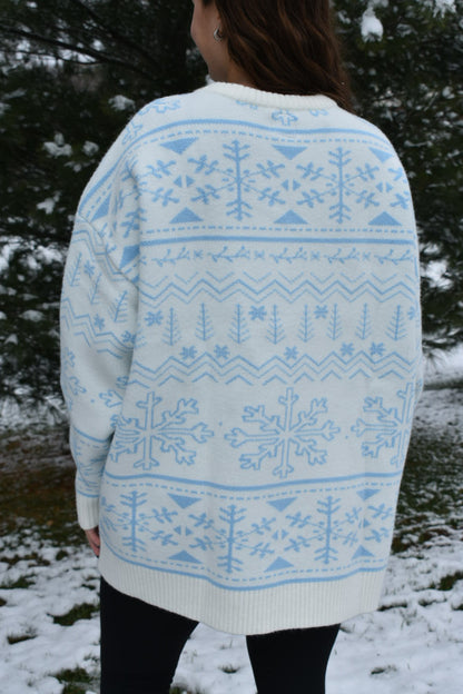 Frosted Winter Blue Oversized Sweater